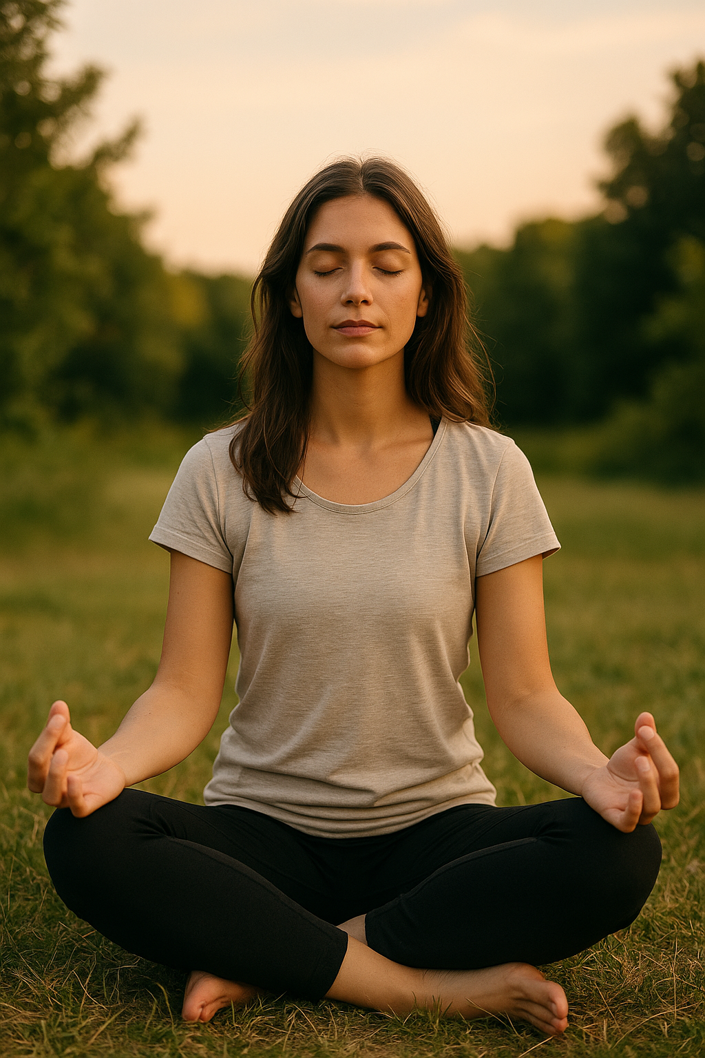 Woman meditating outdoors